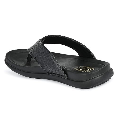 egoss Slippers & Sandals Premium Genuine Leather Slipper Sandals for Men (Black-8)-C-5061 - Image 2