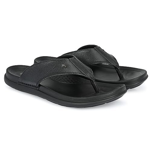 egoss Slippers & Sandals Premium Genuine Leather Slipper Sandals for Men (Black-8)-C-5061 - Image 5