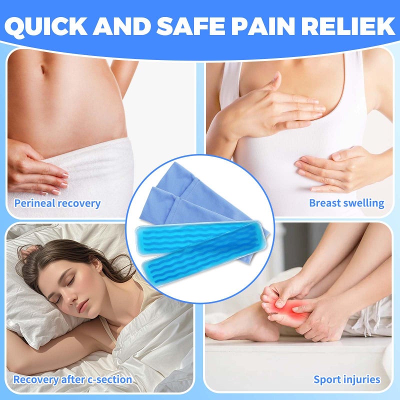 Ruheaou Postpartum Cold Pack, Perineal Cooling Pad Pregnancy & Hemorrhoid Pain Relief, Postpartum Ice Pack Pads with 2 Washable Sleeves (Blue (4 ice Pack+2 Fabric Cover)) - Image 5