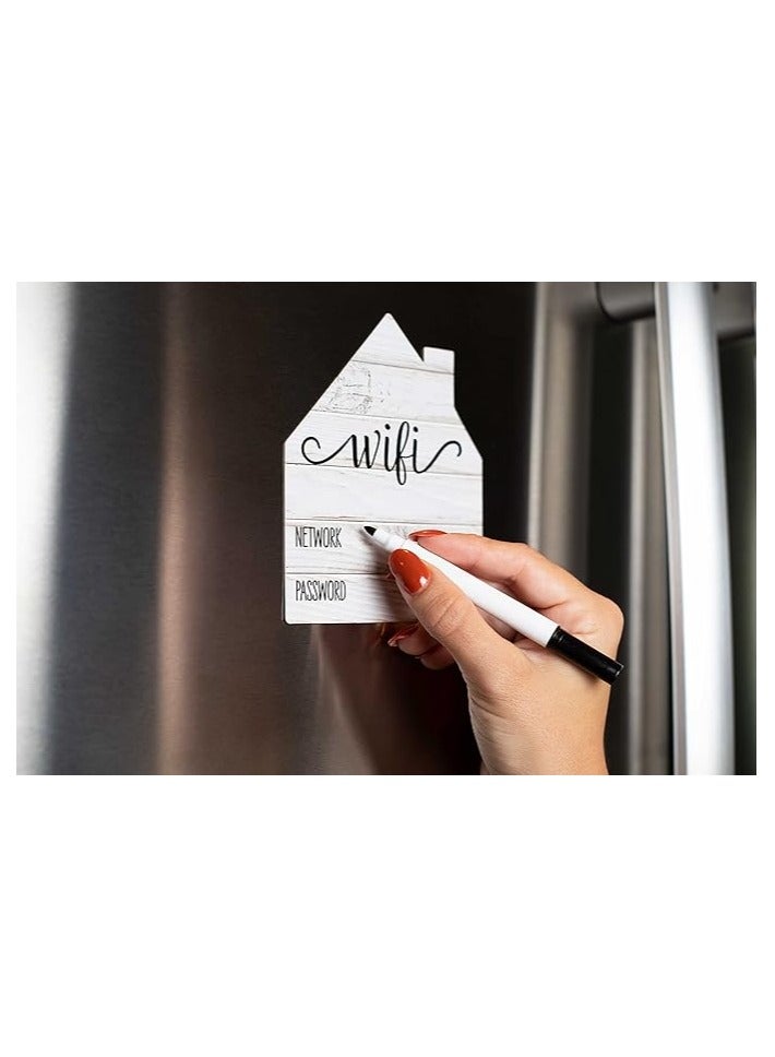 Brothers Bench Rustic White WiFi Password Sign, Rustic Farmhouse Fridge Magnet, WiFi Password Sign for Home with Black Wet Erasable Pen, Magnetic White WiFi Sign for Guests, Fridge Magnet Decor, 4.0 x 5.0 inch - Image 2