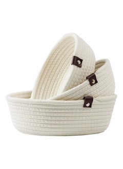 Generic Rope Storage Basket Set of 3 Cotton Rope Storage Durable Nursery Baskets Organizer Bins for Baby Toys  - Image 1