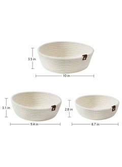 Generic Rope Storage Basket Set of 3 Cotton Rope Storage Durable Nursery Baskets Organizer Bins for Baby Toys  - Image 3