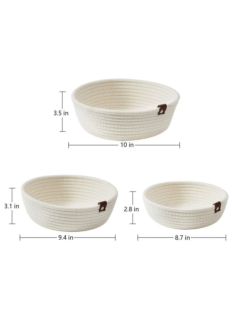 Generic Rope Storage Basket Set of 3 Cotton Rope Storage Durable Nursery Baskets Organizer Bins for Baby Toys  - Image 3