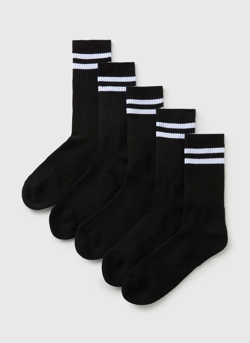 ماتلان 5 Pack Black Athletic Sports Socks