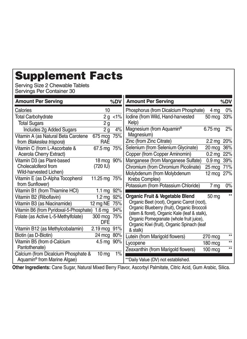 Chewable Multivitamin For Children - 60 Chewable Tablets Dietary Supplement - Formulated to support Immunity, Healthy Growth & Development