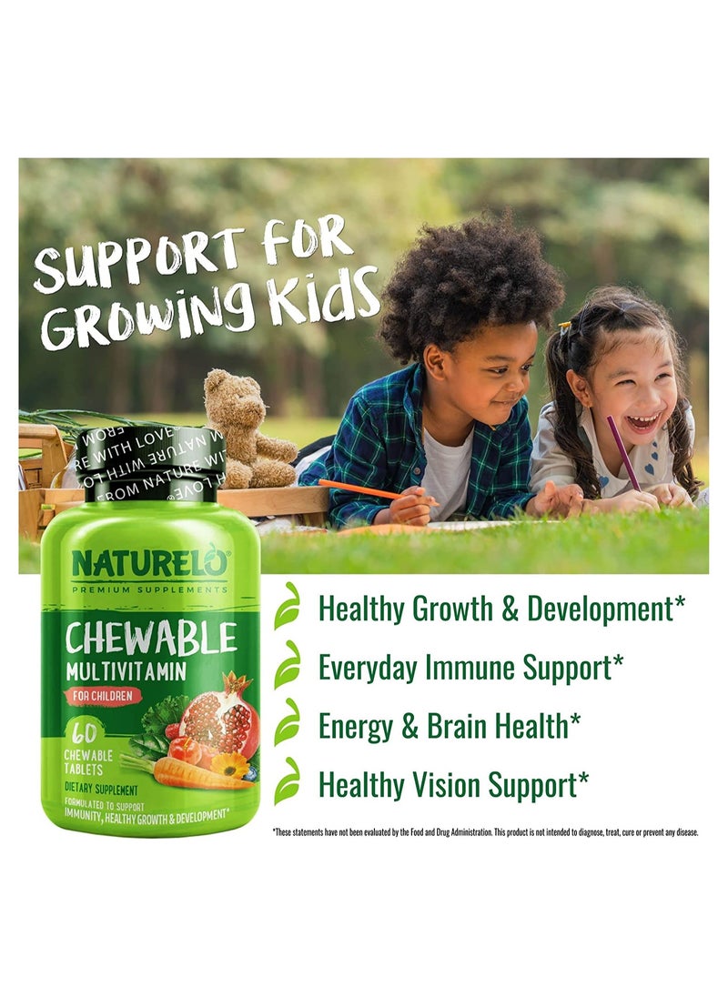Chewable Multivitamin For Children - 60 Chewable Tablets Dietary Supplement - Formulated to support Immunity, Healthy Growth & Development