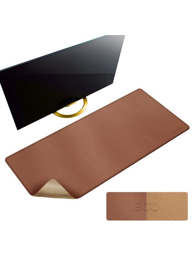 MAIDERN 40” x 16” Cork & Leather Desk Pad, Large XXL Desk Mat, Full Desk Mouse Pad, Dual Sided Desk Pad, Desk Pad Protector for Gaming Home Office (Brown) - Image 1