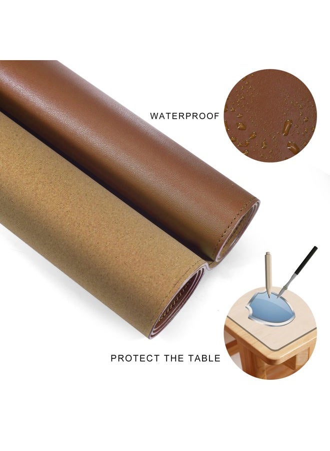 MAIDERN 40” x 16” Cork & Leather Desk Pad, Large XXL Desk Mat, Full Desk Mouse Pad, Dual Sided Desk Pad, Desk Pad Protector for Gaming Home Office (Brown) - Image 4