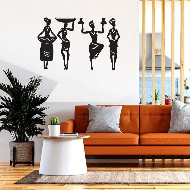 300Sparkles Tribal Women 4 Pcs Set Abstract Wall Home Room Office DecorationWall Art Black MediumMDF Pine Board - Image 2