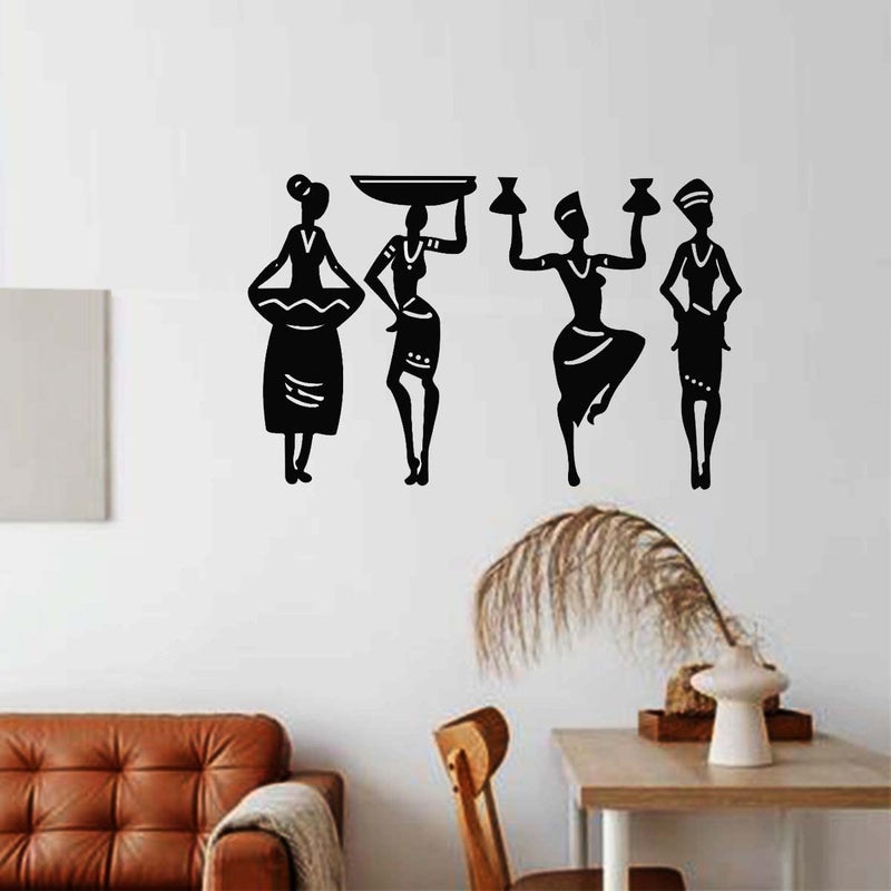 300Sparkles Tribal Women 4 Pcs Set Abstract Wall Home Room Office DecorationWall Art Black MediumMDF Pine Board - Image 4