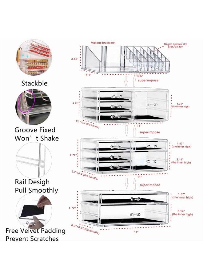 Clear Makeup Storage Organizer Drawers Skin Care X Large Cosmetic Display Cases Stackable Storage Box With 11 Drawers For Dresser,Set of 4 - pzsku/ZD9E88F01AB9B56BF258EZ/45/_/1679267154/6ce7087e-63be-4597-a8d9-5856ee7cdd74