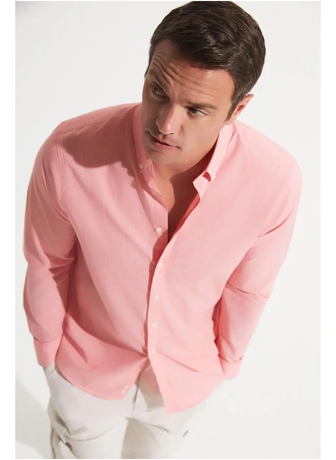 جون June Exclusive Men Regular Fit Long Sleeve Shirt Rose