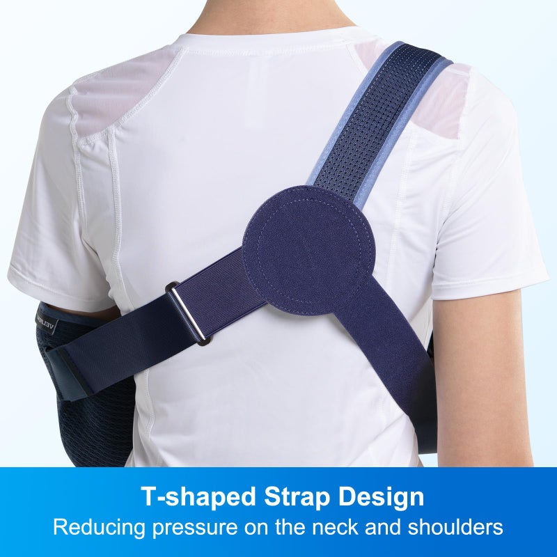 Velpeau حمالة ذراع فيلبو لتثبيت الكتف للنساء والرجال، تناسب الذراع اليسرى أو اليمنى - دعامة دعم الكفة المدورة - حمالة طبية للكتف، الترقوة، إصابة الكوع (نوع قابل للتنفس، كبير: محيط الصدر 33.5 بوصة - 41 بوصة) - Image 4