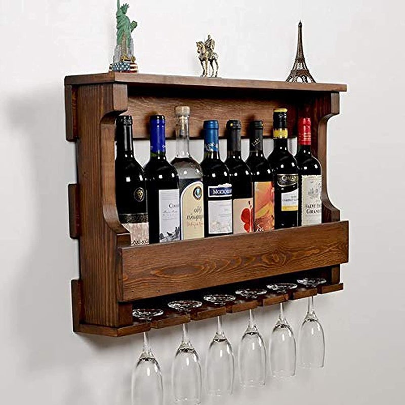 Silver Crafts Jaddy Wooden Wall Hanging Design mini bar cabinet for home Solid Wood Make Wine Storage Cabinet with Glass Hanging Space Natural Finish by SilverCrafts - Image 3