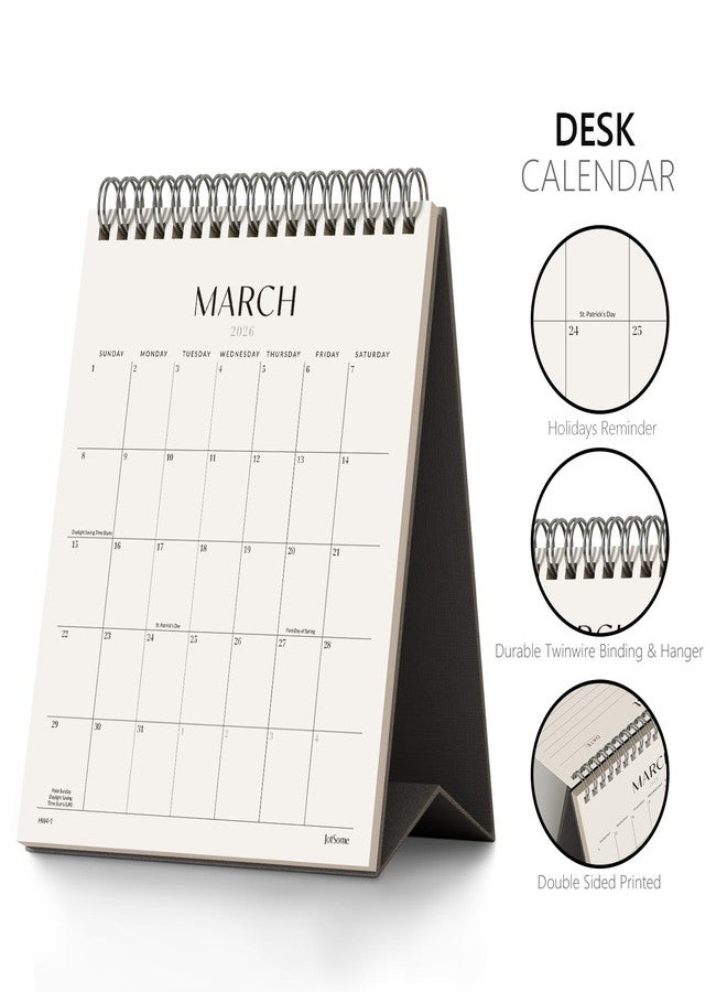 Jotsome Desk Calendar 2026, Small Standing Flip Desktop Calendar From January 2026 to June 2027 for Home and Office, Easy Organizing (Black, Small) - Image 3