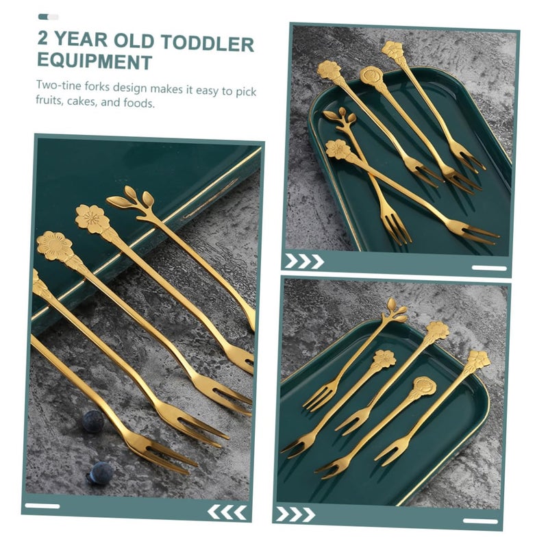 Titanium Coated Stainless Steel Fruit Dessert Forks Set 10pcs Home Dining Entertaining - Image 4