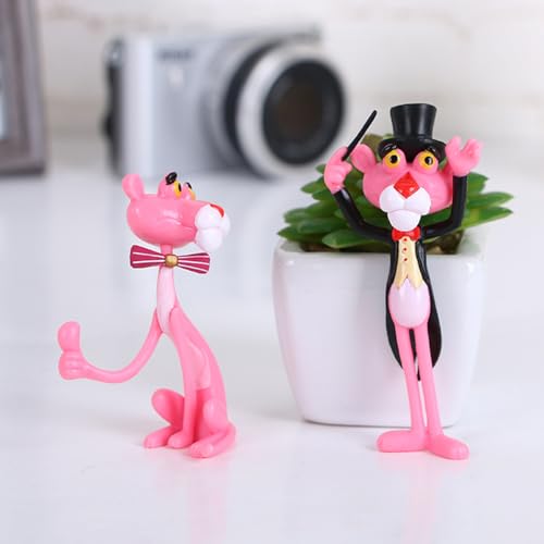 Spiaty PVC Pink Panther Cartoon Figurine Set with Home, Office and Car Dashboard Decorative White Lantern, Set of 4 - Image 4