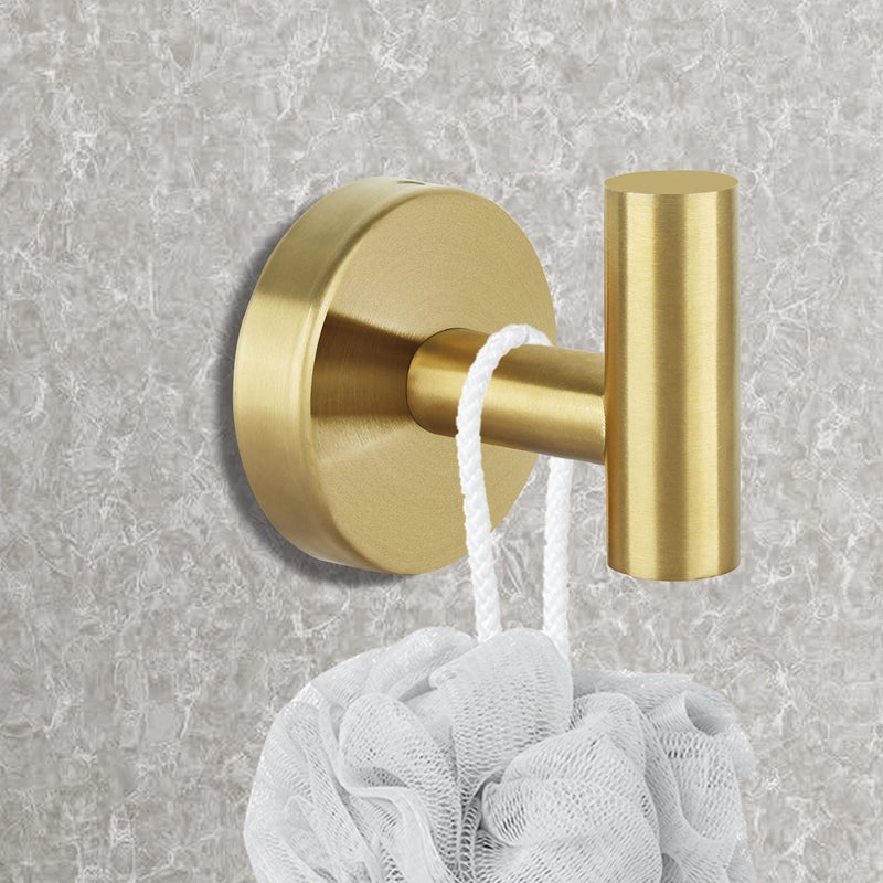 Homagic Towel Hooks for Bathroom 2 Packs Screw- in Gold Wall Mount Towel Holder Towel Rack, Heavy Duty Robe Coat Loofah Hooks for Shower, Kitchen,Hotel, Pool Tile, Brick Modern Style Decor Wall Hooks - Image 3
