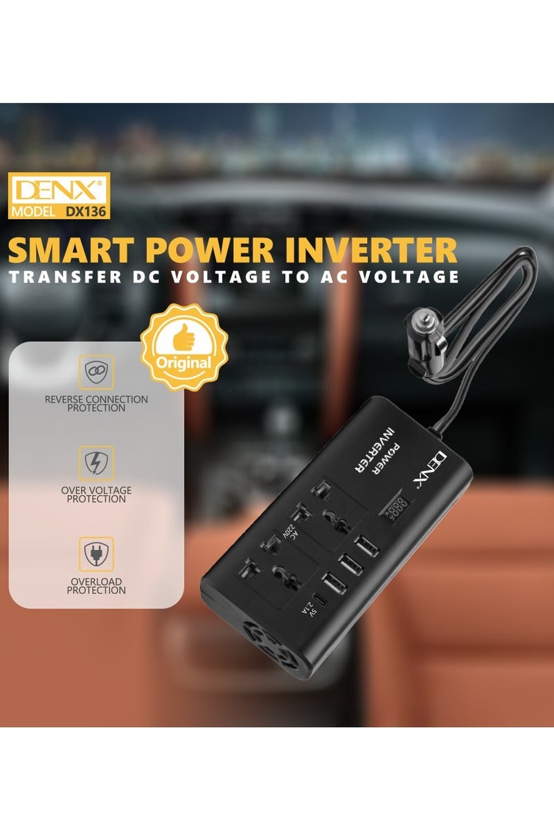 دينكس محول الطاقة الذكي DENX DX136 بقدرة 300 واط وتحويل DC إلى AC بكفاءة - Image 2