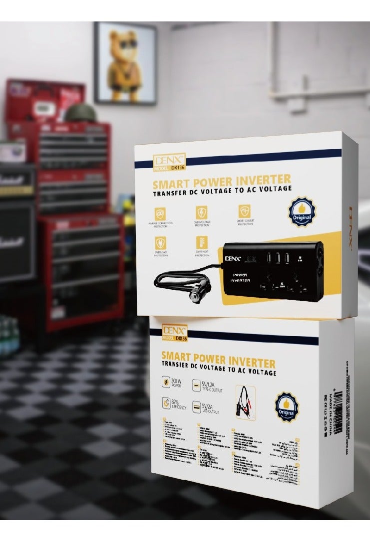 دينكس محول الطاقة الذكي DENX DX136 بقدرة 300 واط وتحويل DC إلى AC بكفاءة - Image 3
