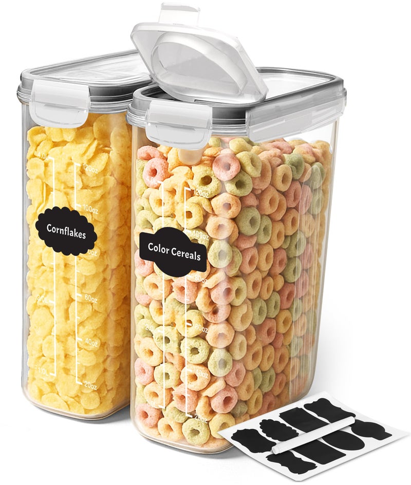 Utopia Kitchen Cereal Containers Storage - Liter Airtight Food Storage Containers & Cereal Dispenser For Pantry Organization And Storage (Clear, 4 Liter Pack of 2) - Image 1