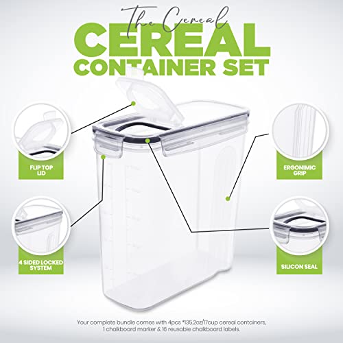 Utopia Kitchen Cereal Containers Storage - Liter Airtight Food Storage Containers & Cereal Dispenser For Pantry Organization And Storage (Clear, 4 Liter Pack of 2) - Image 4