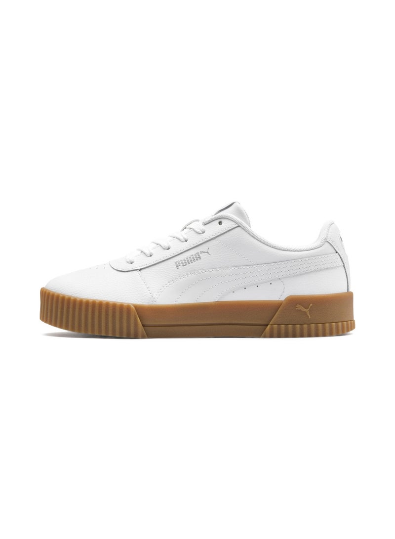 PUMA Carina Womens White Leather Trainers - Image 1
