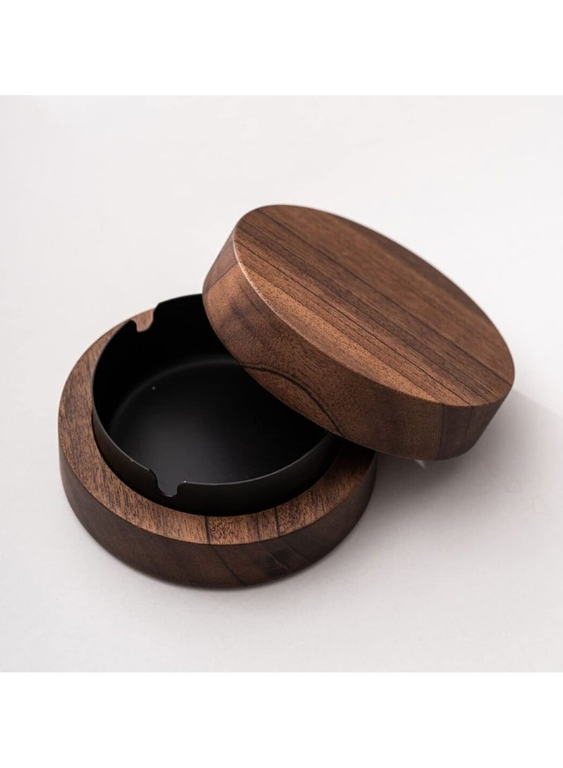 CMGTYYD 3 Slot Portable Ashtray - Wooden Ashtray With Lid For Smokers,Stainless Steel Liner Ash Tray,Windproof Durable Ashtray For Smoking Outdoors Indoors Home Office Decoration - Image 1