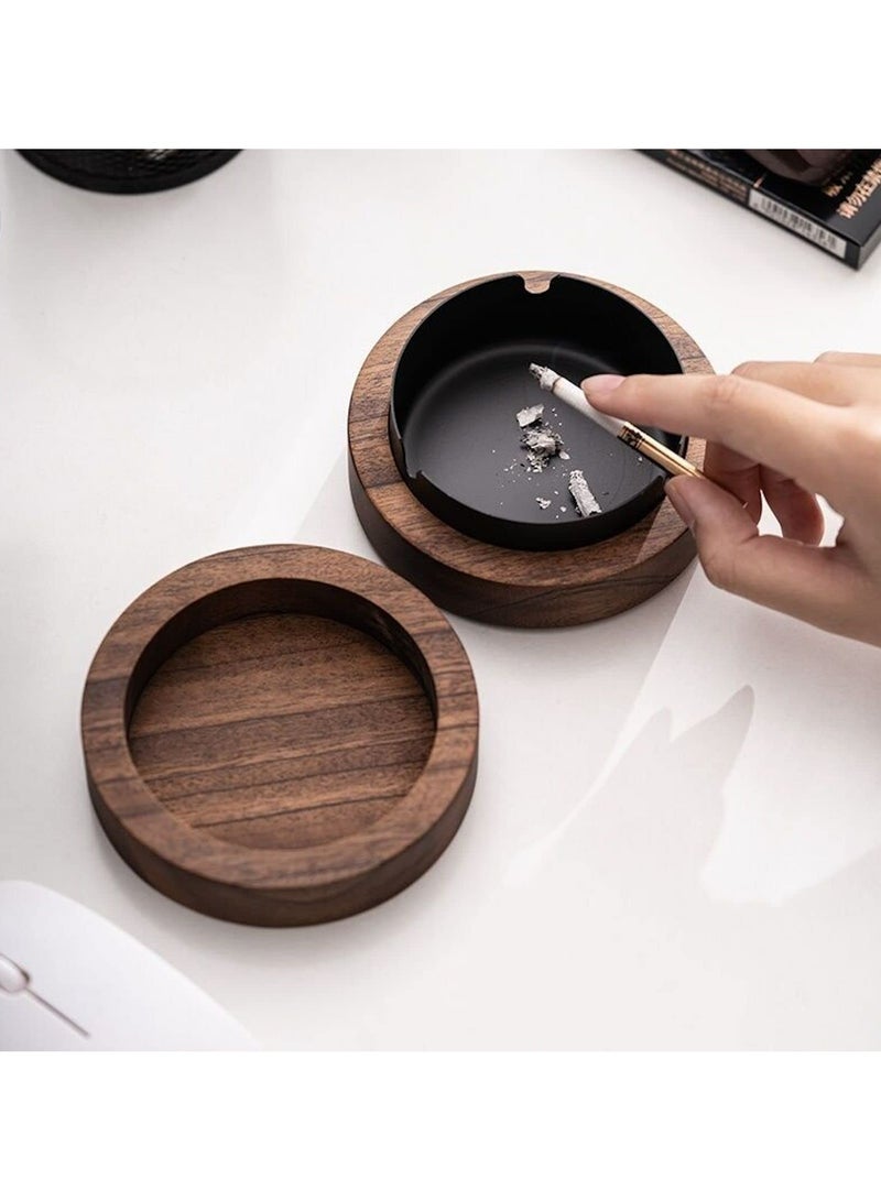 CMGTYYD 3 Slot Portable Ashtray - Wooden Ashtray With Lid For Smokers,Stainless Steel Liner Ash Tray,Windproof Durable Ashtray For Smoking Outdoors Indoors Home Office Decoration - Image 5