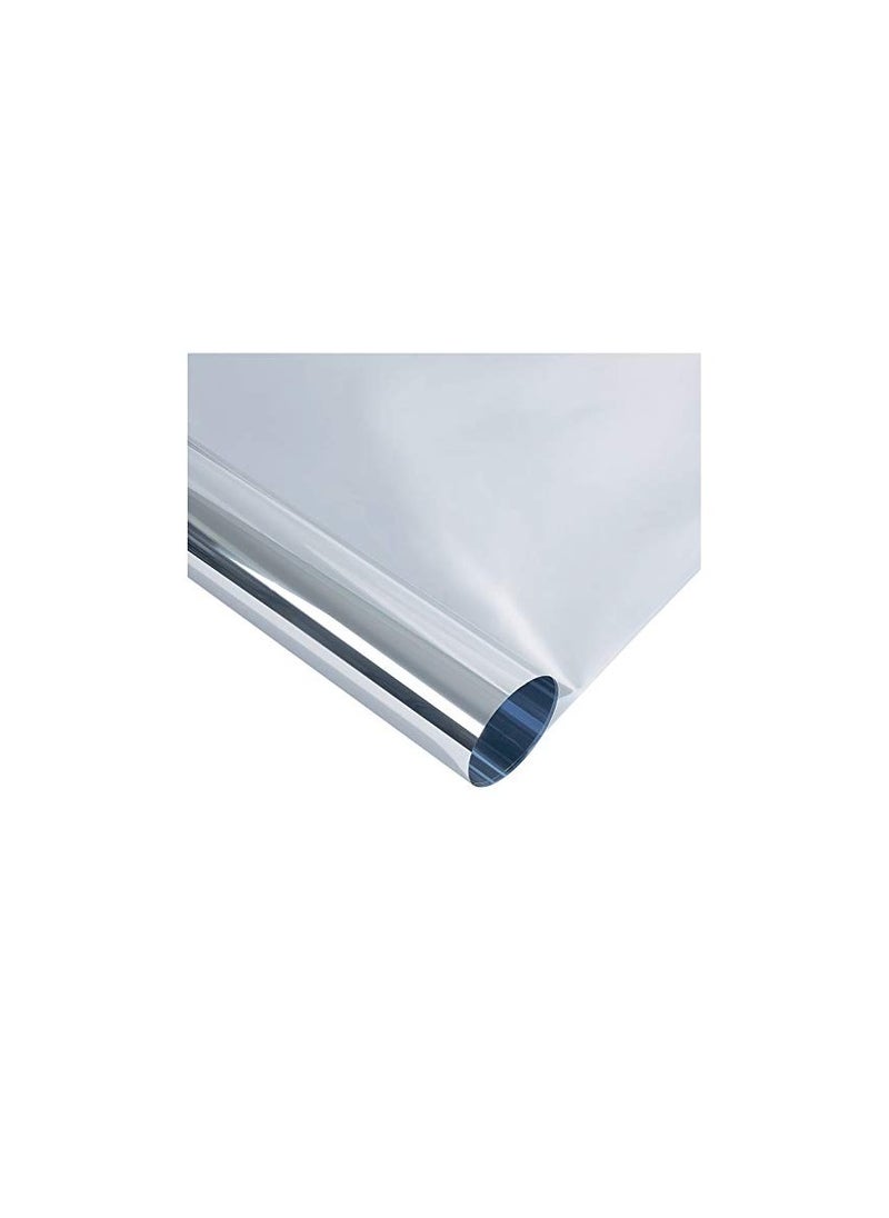 SYOSI - One Way Window Film Privacy Reflective, Silvery Mirror One Way Clear, , Sun Block Reflective Heat Control Anti Glare Static Cling Mirror Window Film(50*100cm) - Image 1