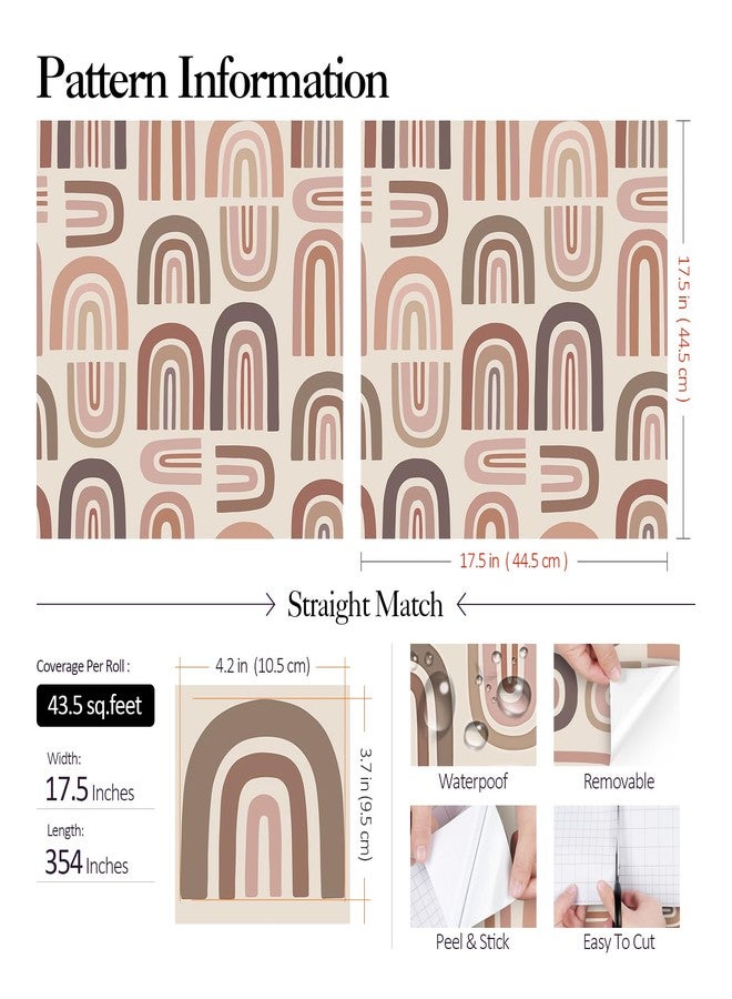 FunStick 17.5"x354" Peel and Stick Wallpaper Pink Abstract Rainbow Wall Paper Decor Pink Rainbow Contact Paper Peel and Stick Removable Wallpapers Roll for Girls Bedroom Bathroom Dorm Walls Shelves - Image 5