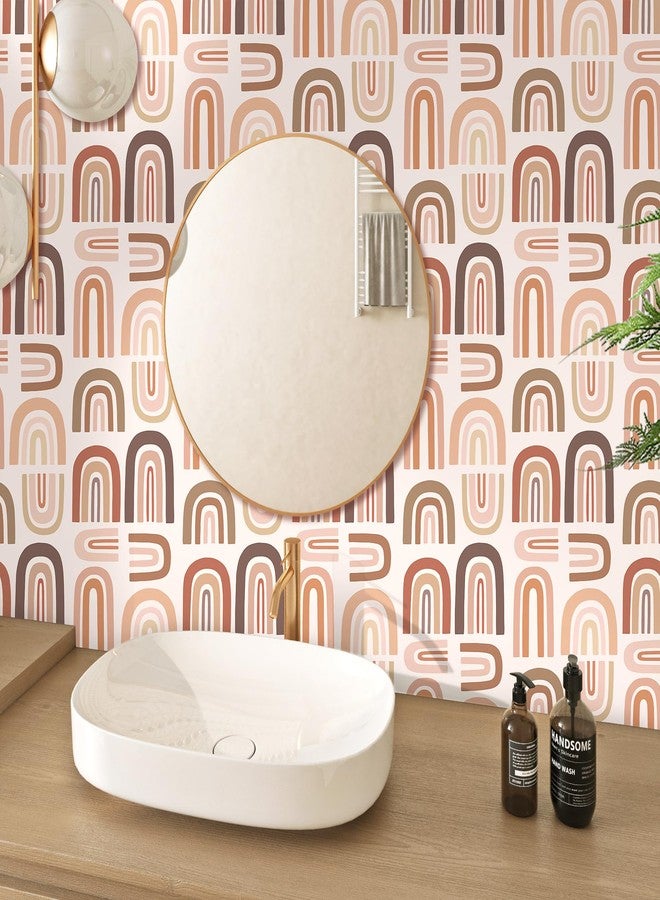 FunStick 17.5"x354" Peel and Stick Wallpaper Pink Abstract Rainbow Wall Paper Decor Pink Rainbow Contact Paper Peel and Stick Removable Wallpapers Roll for Girls Bedroom Bathroom Dorm Walls Shelves - Image 2