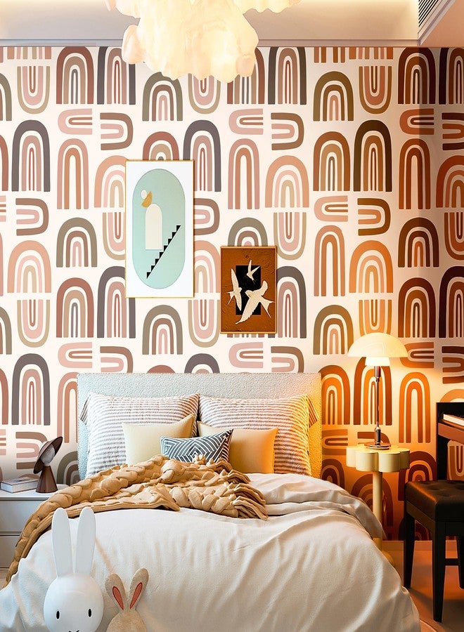 FunStick 17.5"x354" Peel and Stick Wallpaper Pink Abstract Rainbow Wall Paper Decor Pink Rainbow Contact Paper Peel and Stick Removable Wallpapers Roll for Girls Bedroom Bathroom Dorm Walls Shelves - Image 4