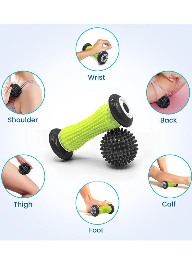 SOLARAE Foot Massage Roller and Hard Spiky Ball Set - Perfect for Plantar Fasciitis Recovery, Wrists and Forearms Exercise, Arm Pain, Trigger Point - Designed to Relieve Stress and Relax Tight Muscles - Image 4