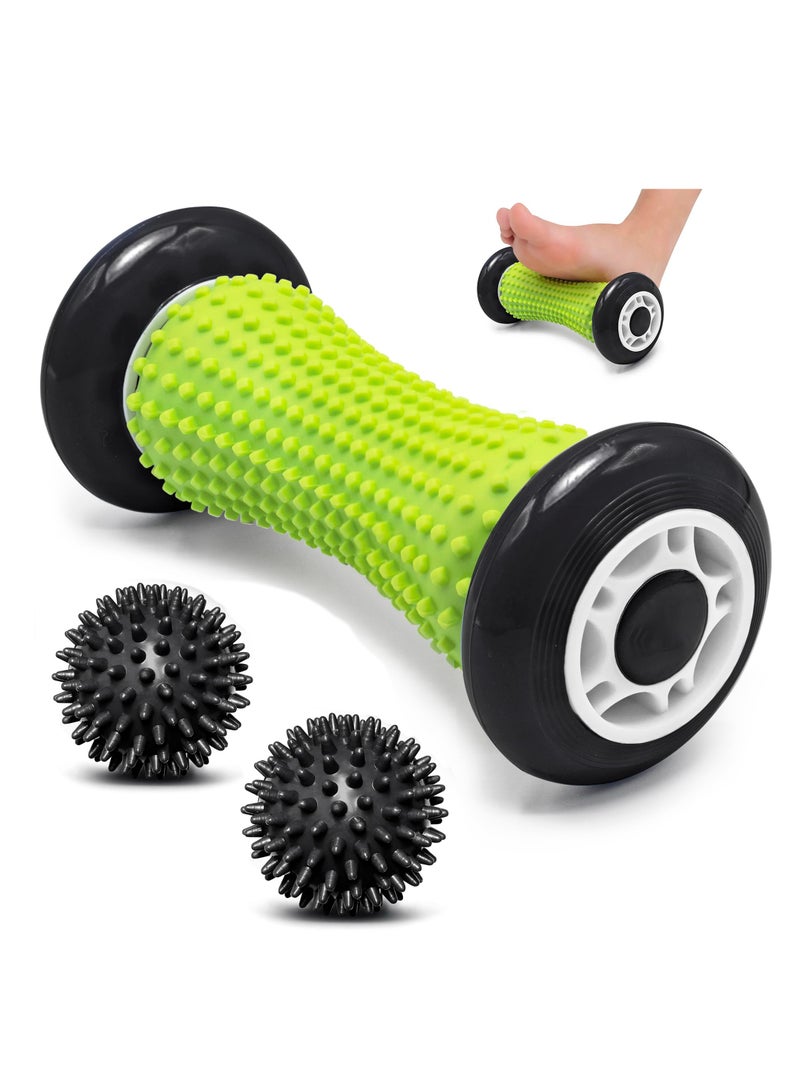 SOLARAE Foot Massage Roller and Hard Spiky Ball Set - Perfect for Plantar Fasciitis Recovery, Wrists and Forearms Exercise, Arm Pain, Trigger Point - Designed to Relieve Stress and Relax Tight Muscles - Image 1