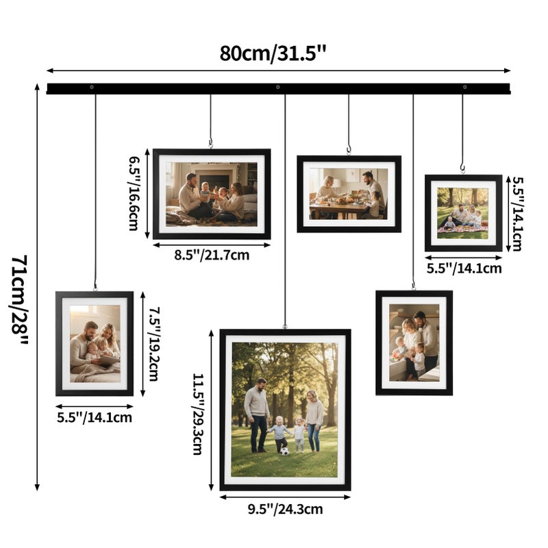 Edenseelake Exhibit Picture Frame Gallery Set, Wall Hanging Collage Frame for Various Sizes 4x4, 4x6, 5x7, 8x10 Inch Photos, Black - Image 2