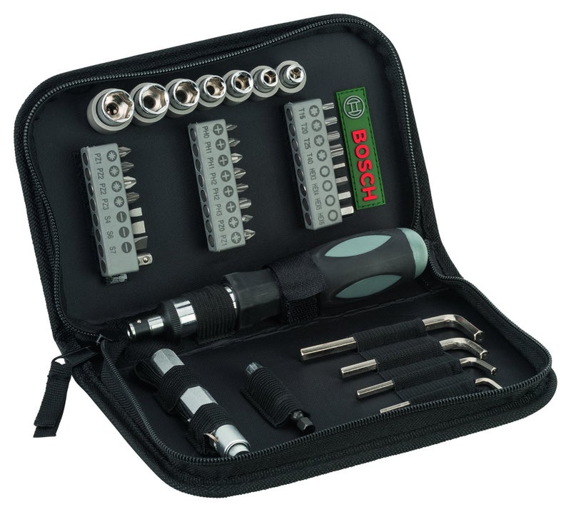 Bosch 38-piece Mixed Screwdriver Set, Cobalt Steel, Compact & Portable, Universal Compatibility, 23 Screwdriver Bits, 7 Nutsetters, Universal Holder, Hex Keys, Ratcheting Driver & Torch - Image 4