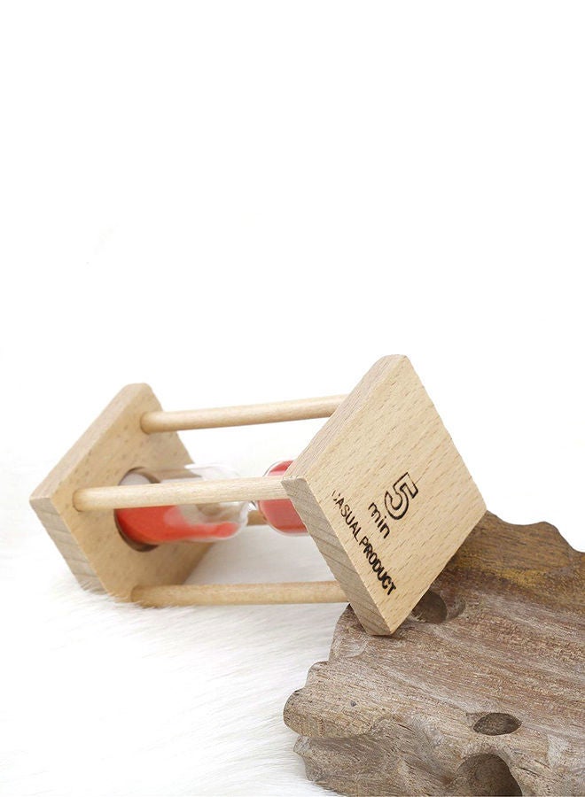 Y&D Wooden Hourglass Sand Clock Timer Beige/Red 85x42x42millimeter - Image 3