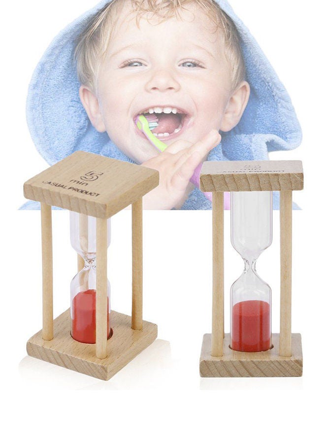 Y&D Wooden Hourglass Sand Clock Timer Beige/Red 85x42x42millimeter - Image 5