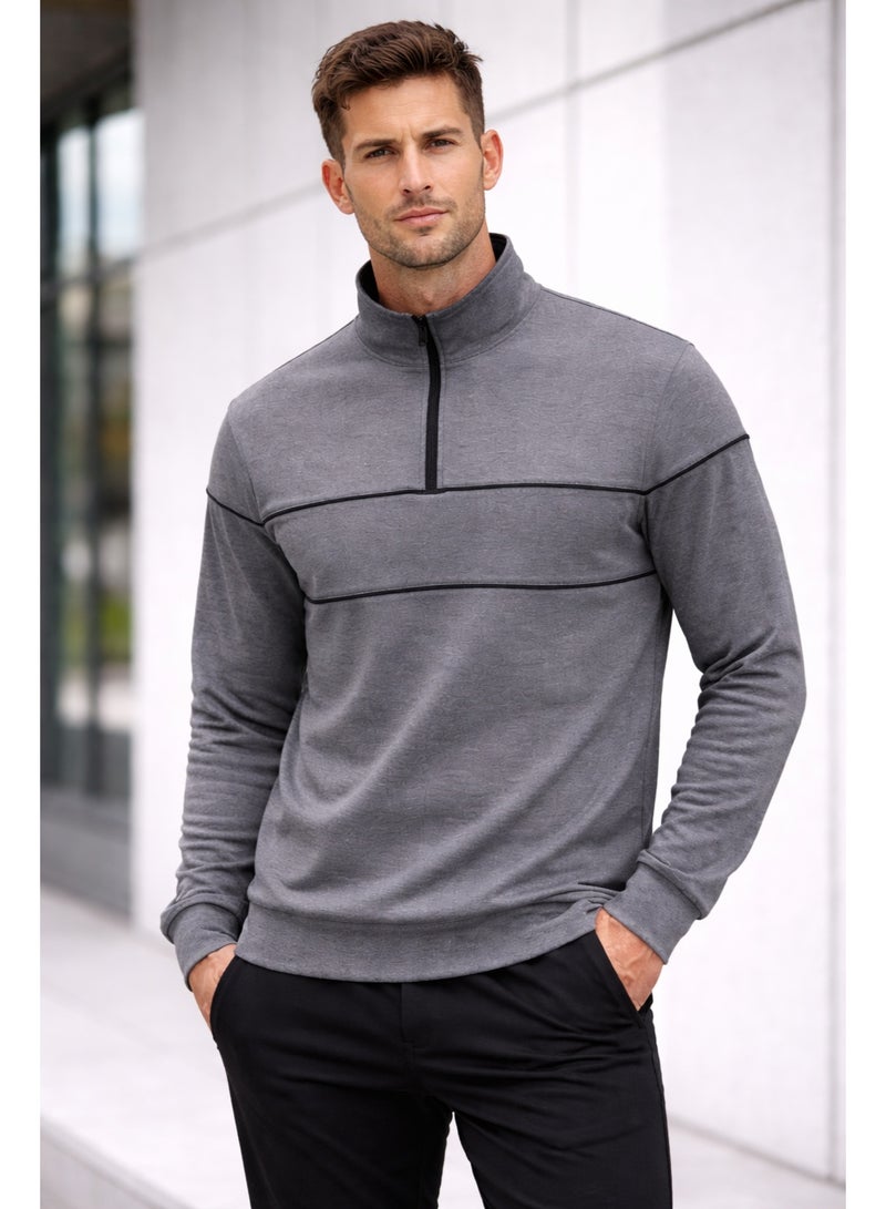 Caesar Men's half-neck hoodie with zipper - Image 2