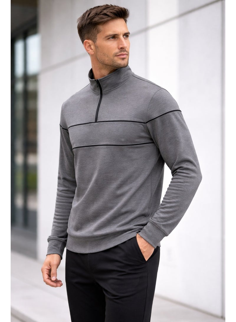 Caesar Men's half-neck hoodie with zipper - Image 3
