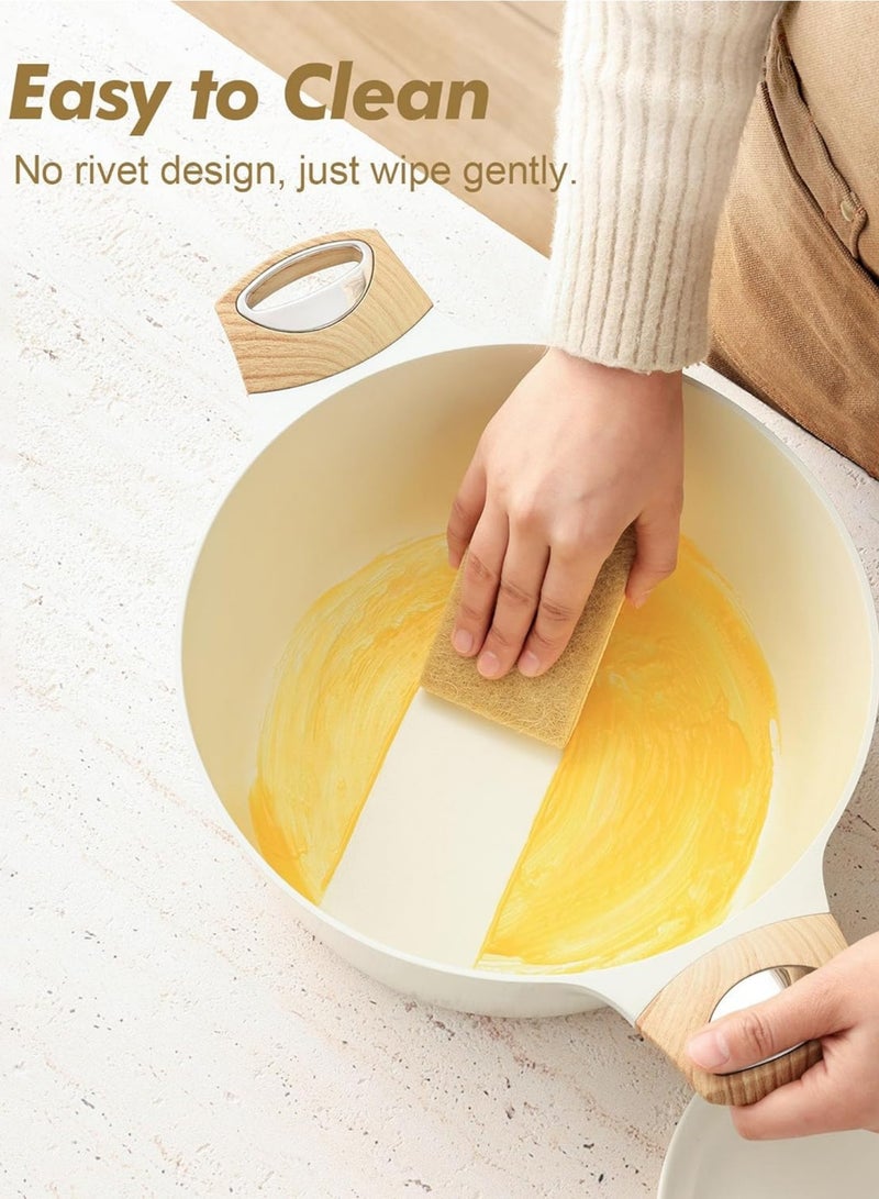 Ceramic Nonstick Stock Pot with Lid, 4.5 QT Soup Pot Casserole Pot, Non-toxic Healthy Pasta Pot, Large Cooking Pot Stew Pot, Induction Compatible, PFOA PFAS PTFE Free, White - Image 4