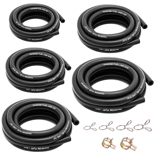 Tnisesm 3-Feet Fuel Hose Line - 1/8" 3/16" 0.22" 1/4" 5/16" ID Fuel Line Gas Tube Hose with 40Pcs Clamps for Small Engines Kawasaki EZGO Golf Cart Snowmobile Motorcycle ATV Tractor Lawn Mowers - Image 1
