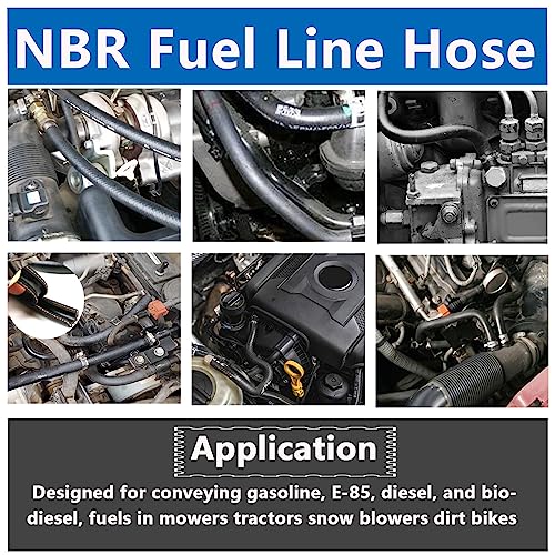 Tnisesm 3-Feet Fuel Hose Line - 1/8" 3/16" 0.22" 1/4" 5/16" ID Fuel Line Gas Tube Hose with 40Pcs Clamps for Small Engines Kawasaki EZGO Golf Cart Snowmobile Motorcycle ATV Tractor Lawn Mowers - Image 4
