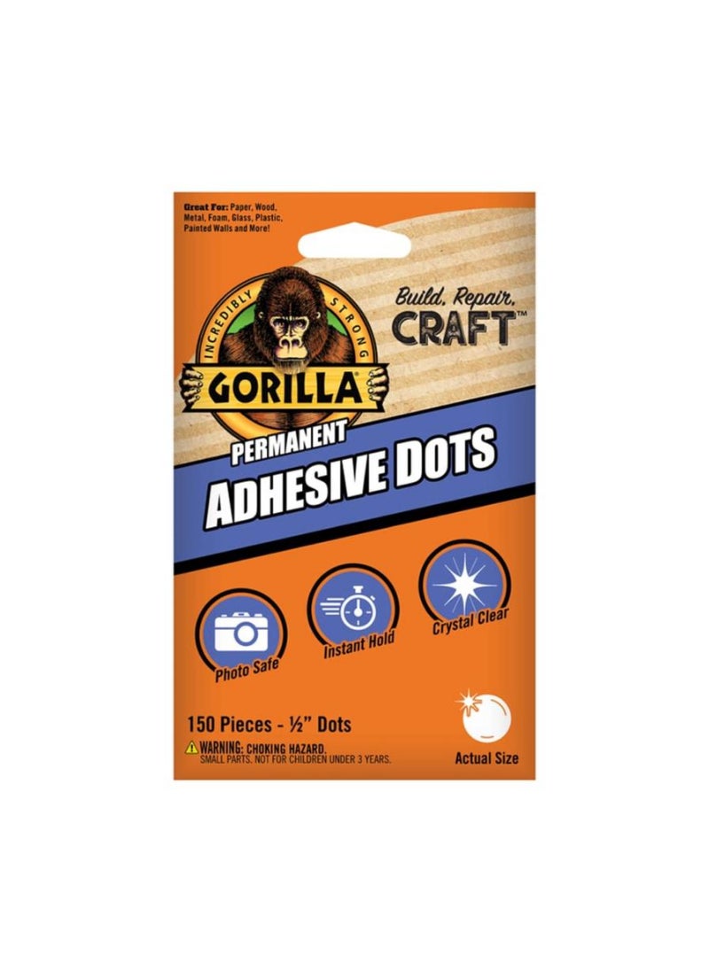 Gorilla Gorilla High Strength Permanent Adhesive Dots Pack 1.27cm 150 Pieces 