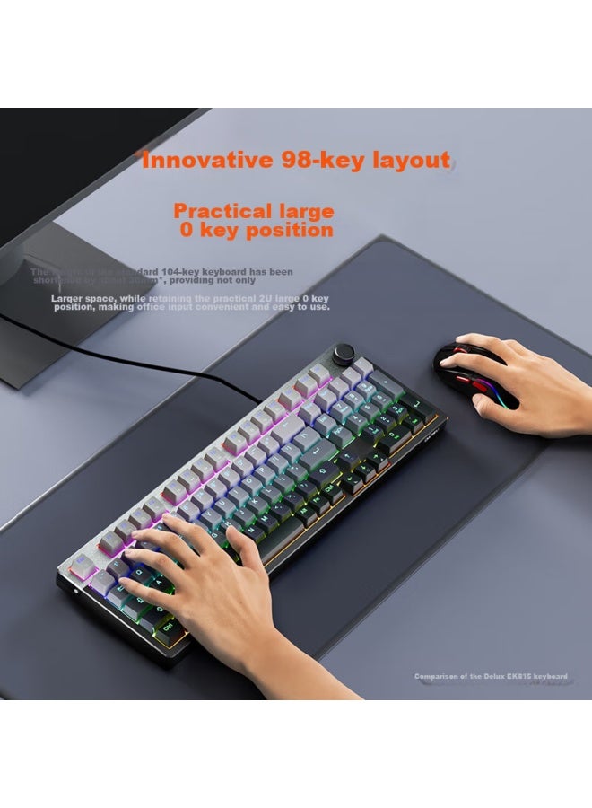 Daryo Dareu Ek815pro Mechanical Keyboard, Wired Gaming Keyboard With 98-key Layout, Multimedia K, Full Anti-ghosting Backlit Colorful Keyboard, Wind-proof And Wave-resistant - Image 2