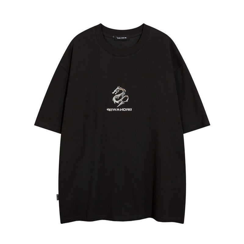Letter Logo Print Short-Sleeved T-Shirt Men'S Summer American Style Street Ins Casual Simple Round Neck Half-Sleeved Top - Image 5
