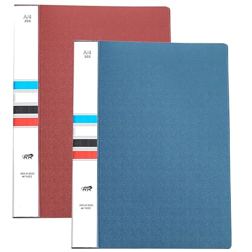 TULMAN 40 Pockets Bound A4 Size Presentation Display Book Portfolio File Binders with Plastic Clear Sleeves Document Organizer for Music Sheets Artwork Drawing for School - (Color May Vary) - 2 Pack - Image 1