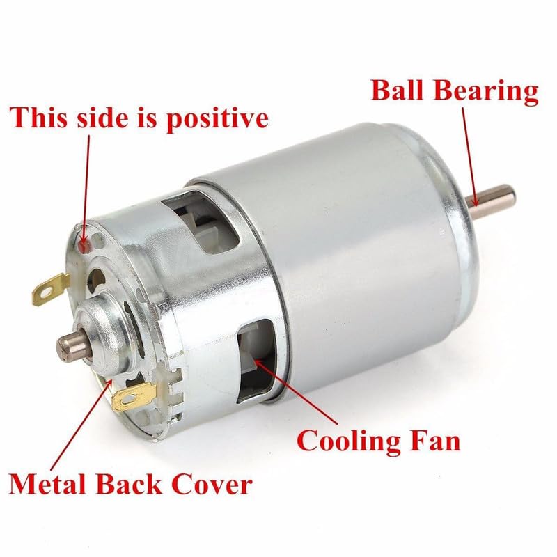 ERH India Large Torque 12V DC 775 Motor Ball Bearing 21000RPM High Speed for Mini Drill Machine, Fan, DIY Electronic Projects - Image 3