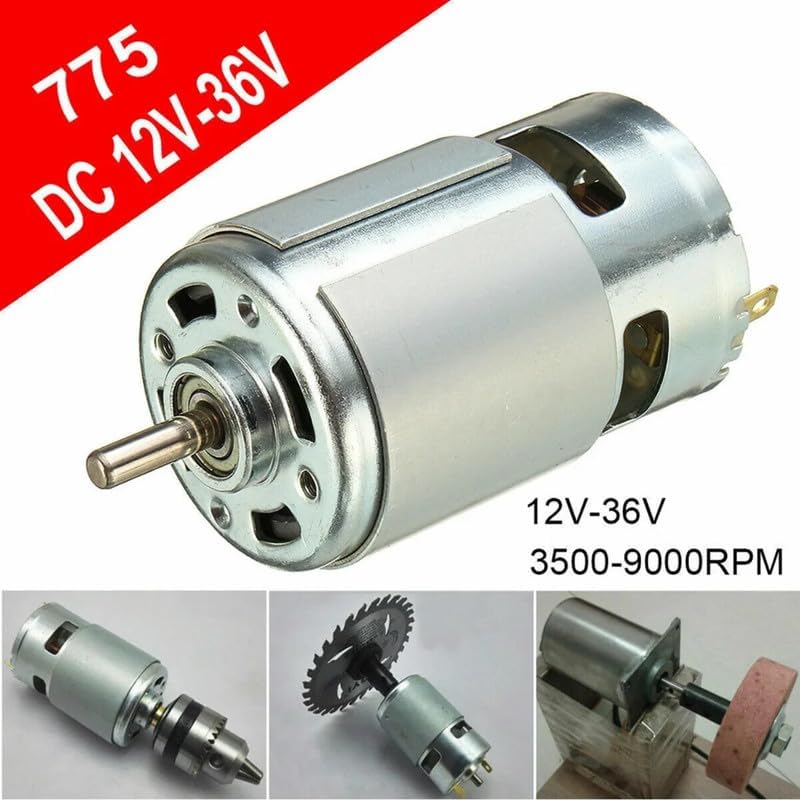 ERH India Large Torque 12V DC 775 Motor Ball Bearing 21000RPM High Speed for Mini Drill Machine, Fan, DIY Electronic Projects - Image 4